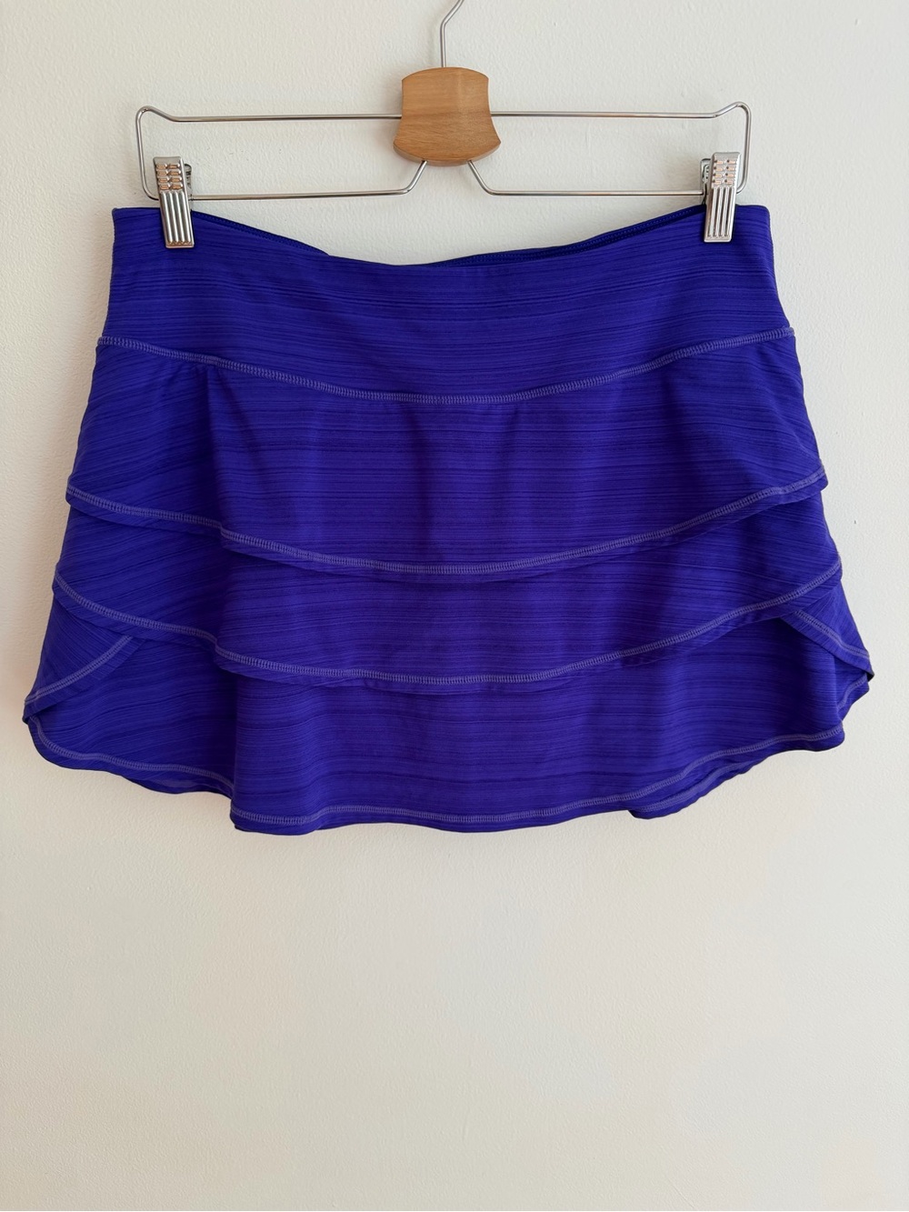 Ideology Tiered Ruffle Tennis Skort Built-In Shorts Space Dye Purple Indigo L